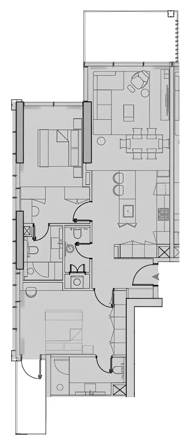 Wynwood Horizon 2 bed floor plan, 1,294 sqft