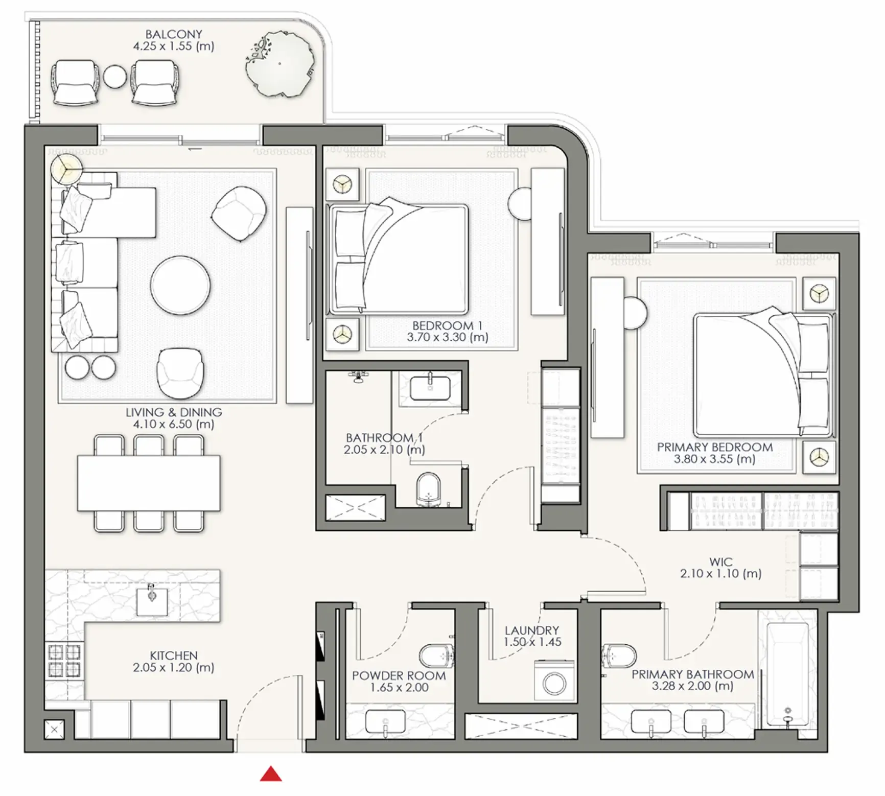 Palm Central Private Residences Phase 2 2 bed floor plan, 1,218 sqft