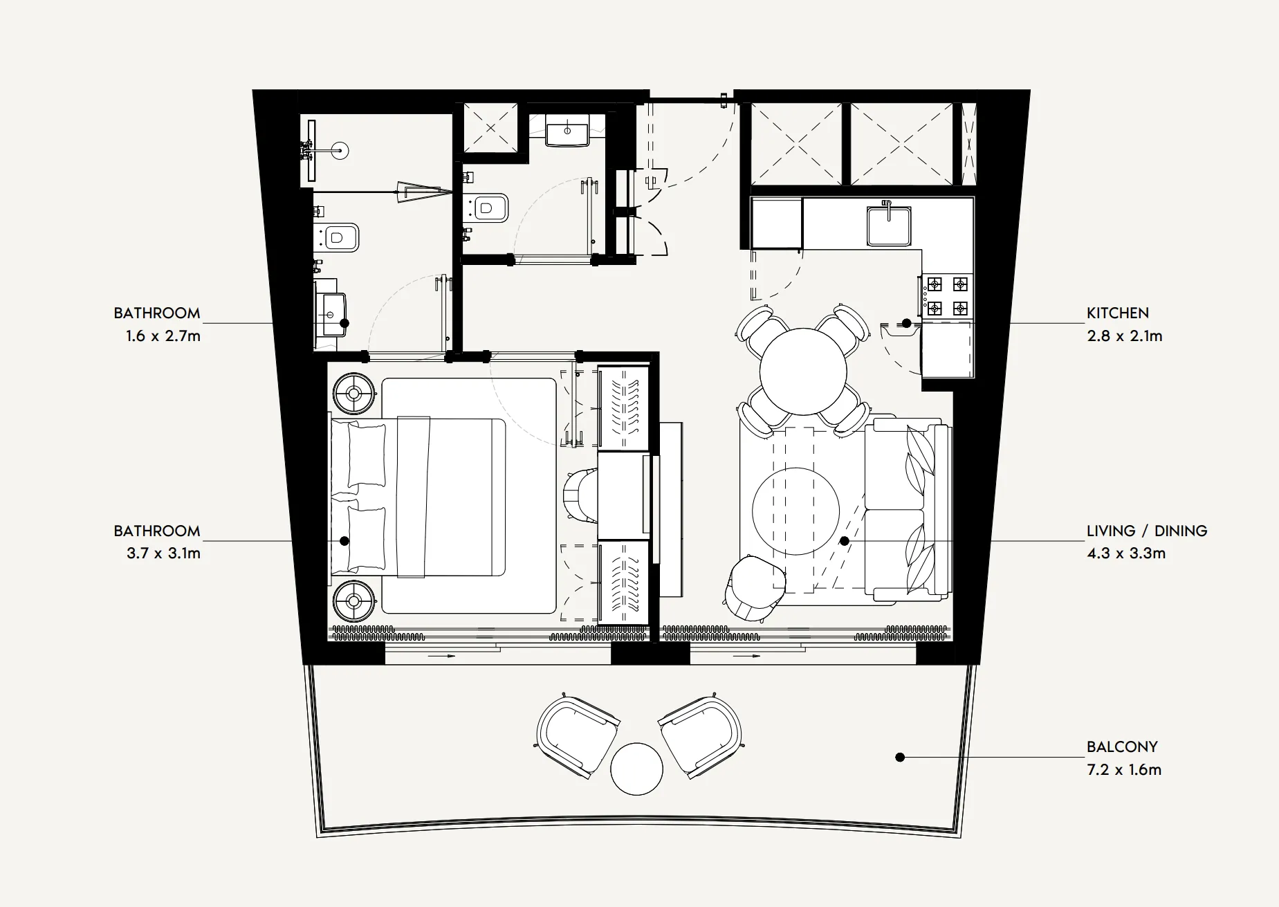 Azizi Gabriel 1 bed floor plan, 616 – 692 sqft