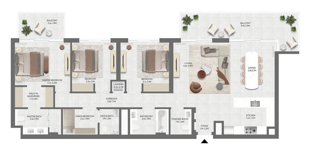 Golf Point 3 bed floor plan, 1,880 sqft