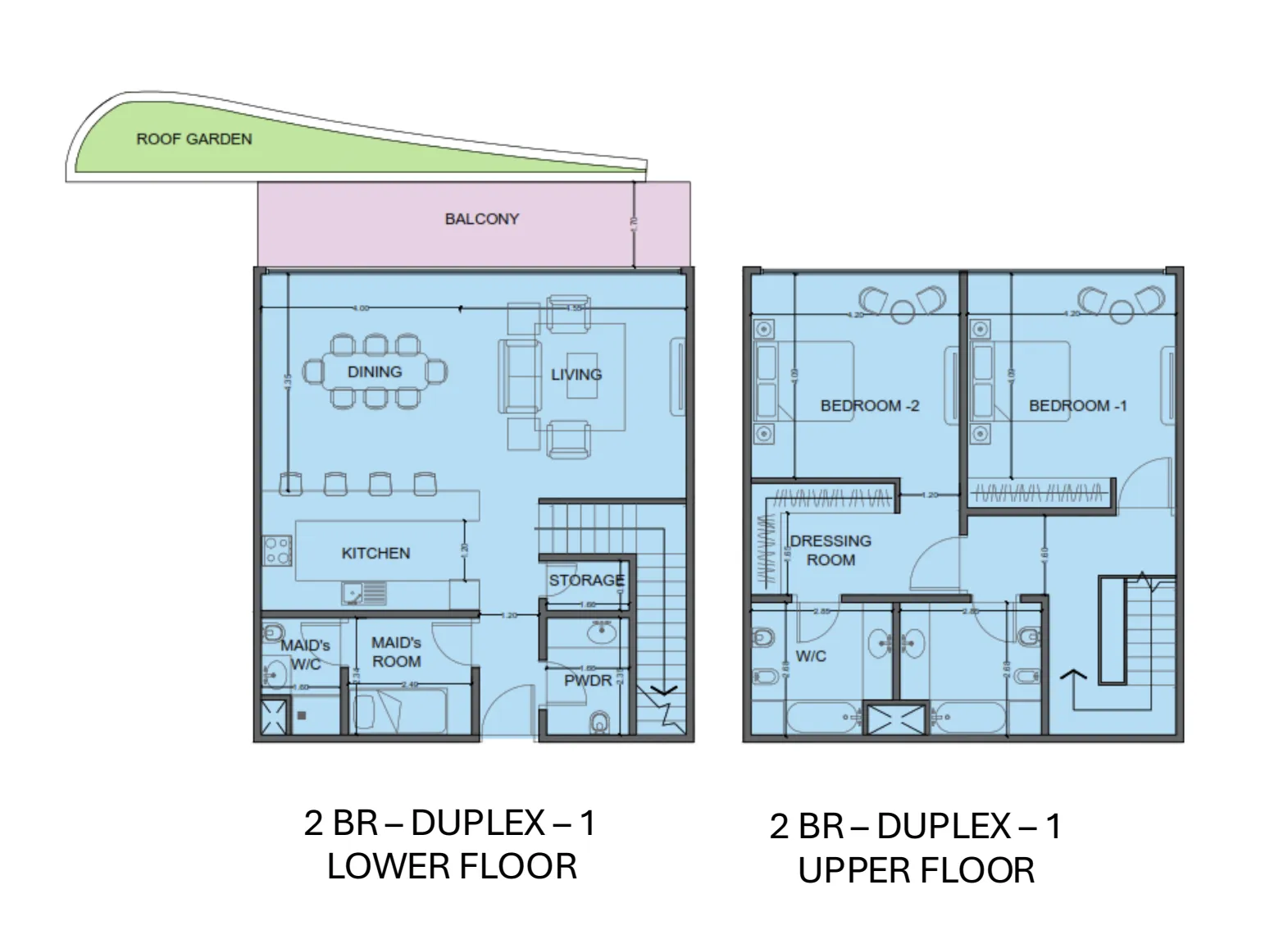 One Residence Al Reem Island 2 bed floor plan, 2,062 sqft