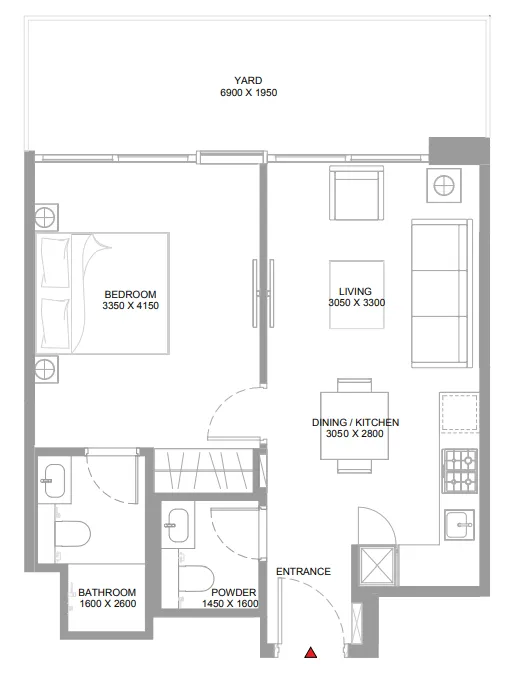 Starline Beach Residences 1 bed floor plan, 662 – 663 sqft