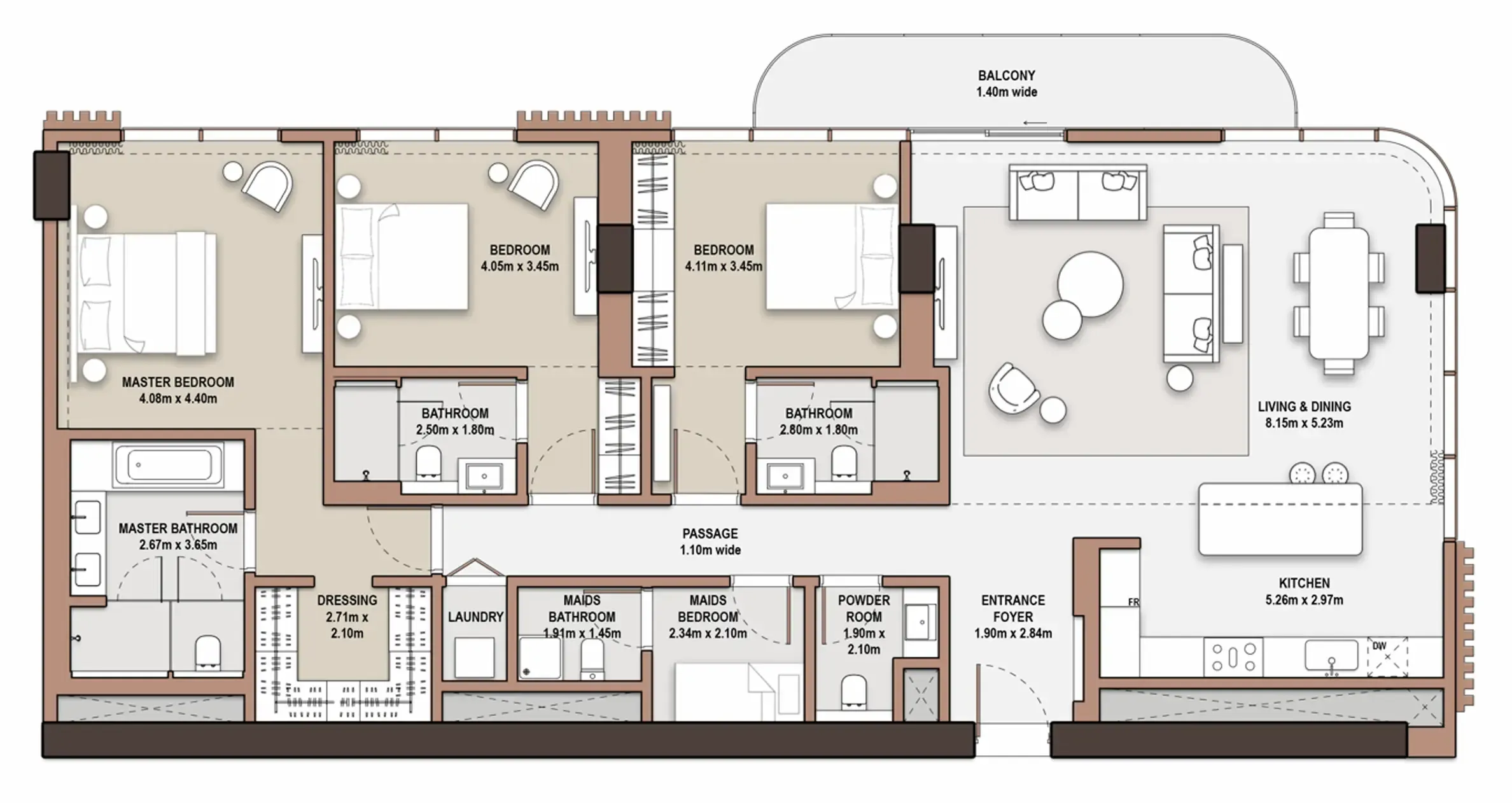 The Edit at d3 3 bed floor plan, 2,151 sqft
