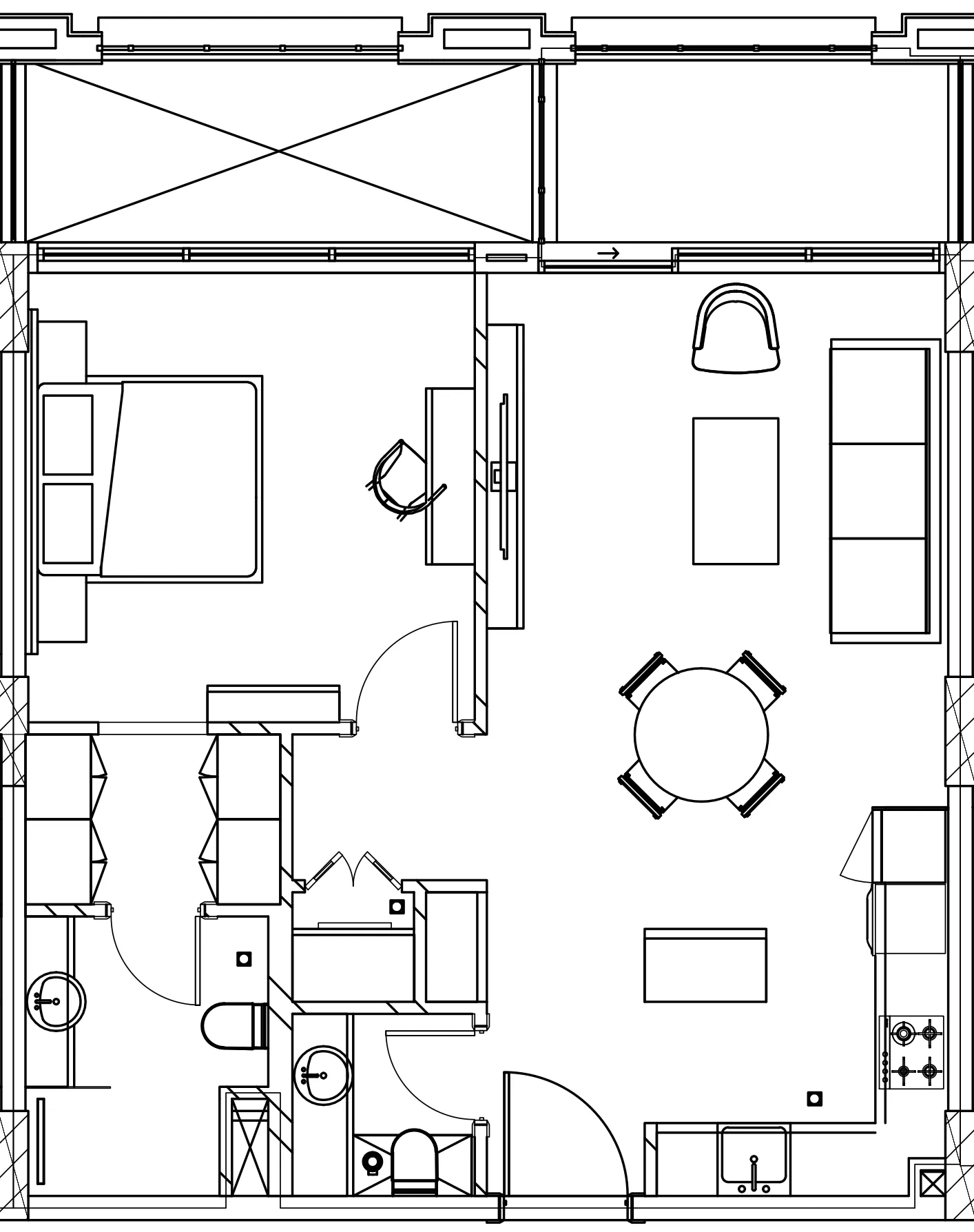 Berkeley Square 1 bed floor plan, 716 sqft