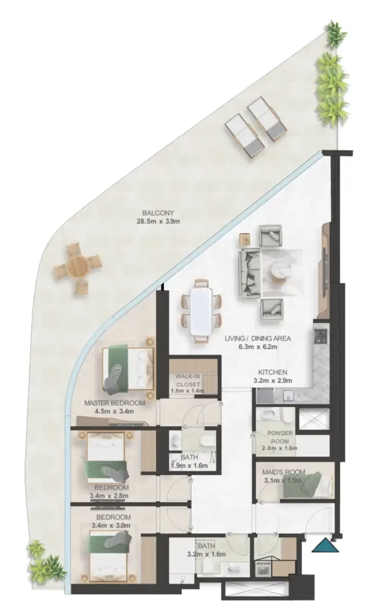 Oystra 3 bed floor plan, 2,333 sqft