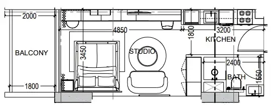 Al Haseen Residences 6 Studio floor plan, 393 sqft