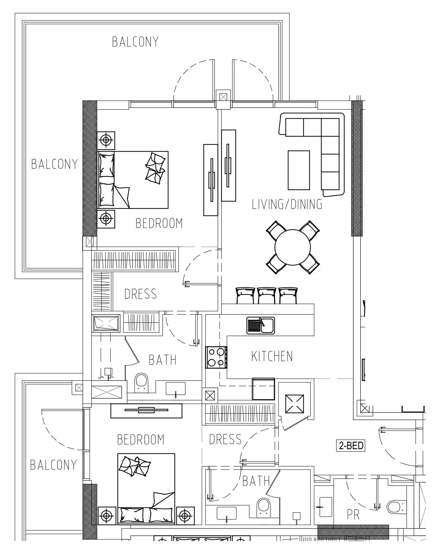 Damac Riverside Views 2 bed floor plan, 1,368 sqft