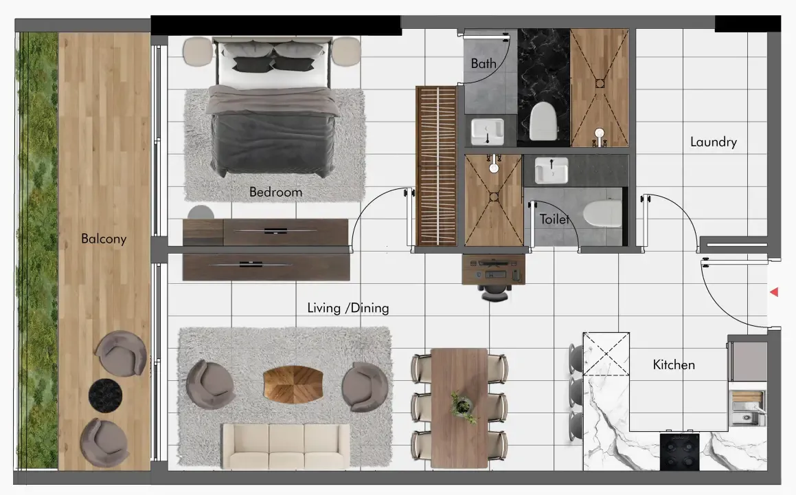 Park Lane 2 by Heilbronn 1 bed floor plan, 725 – 776 sqft