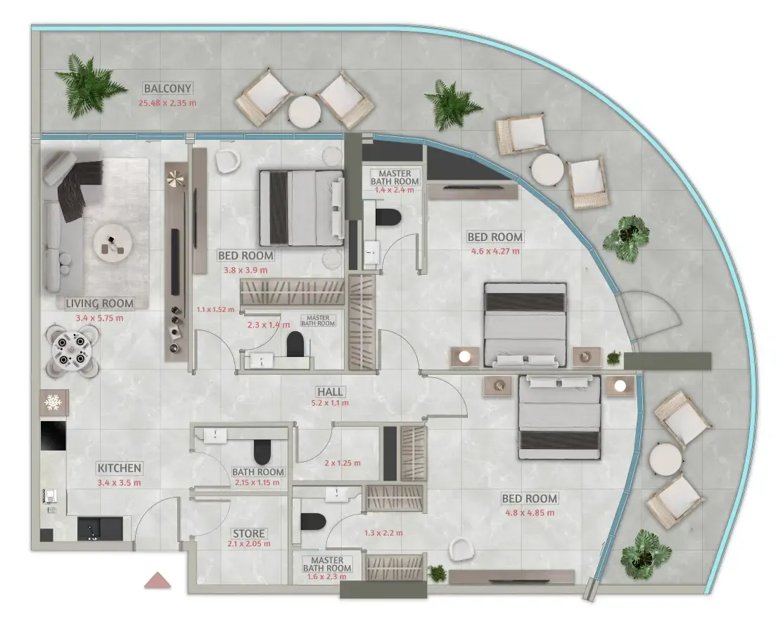 Sakura Gardens 3 bed floor plan, 2,055 sqft