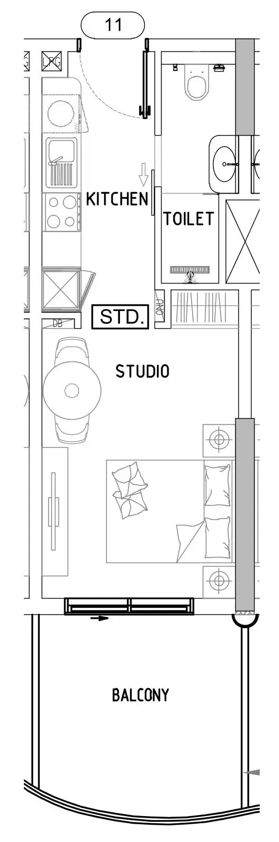 Damac Lagoons Views Phase 3 Studio floor plan, 402 – 411 sqft