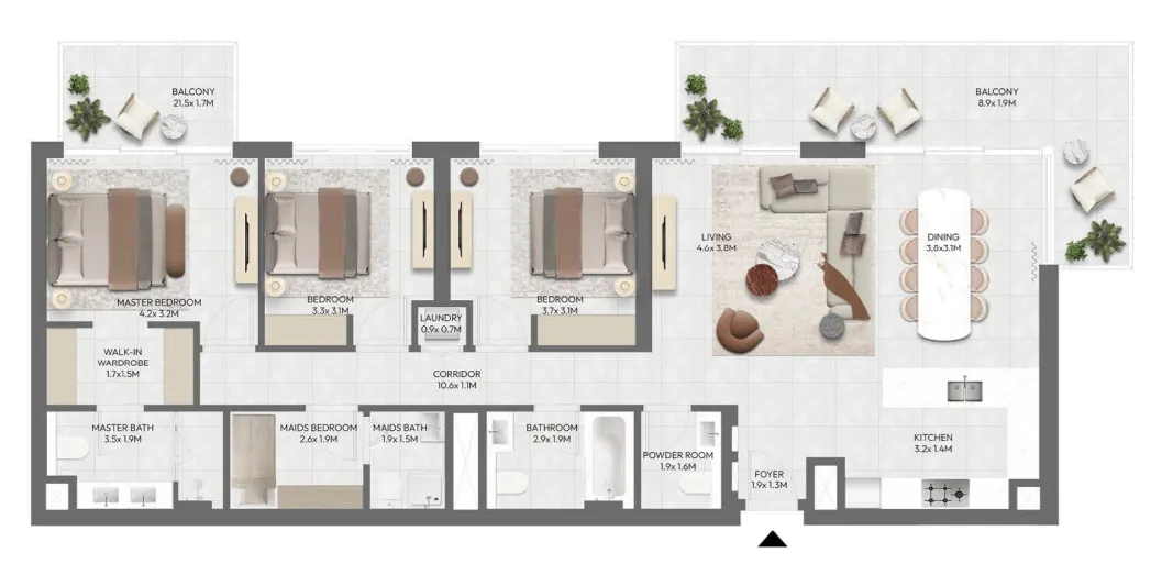 Golf Point 3 bed floor plan, 1,902 sqft