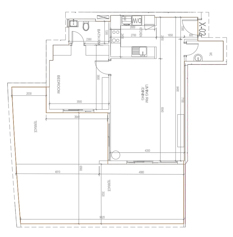 Blue Bay Walk 1 bed floor plan, 1,663 sqft