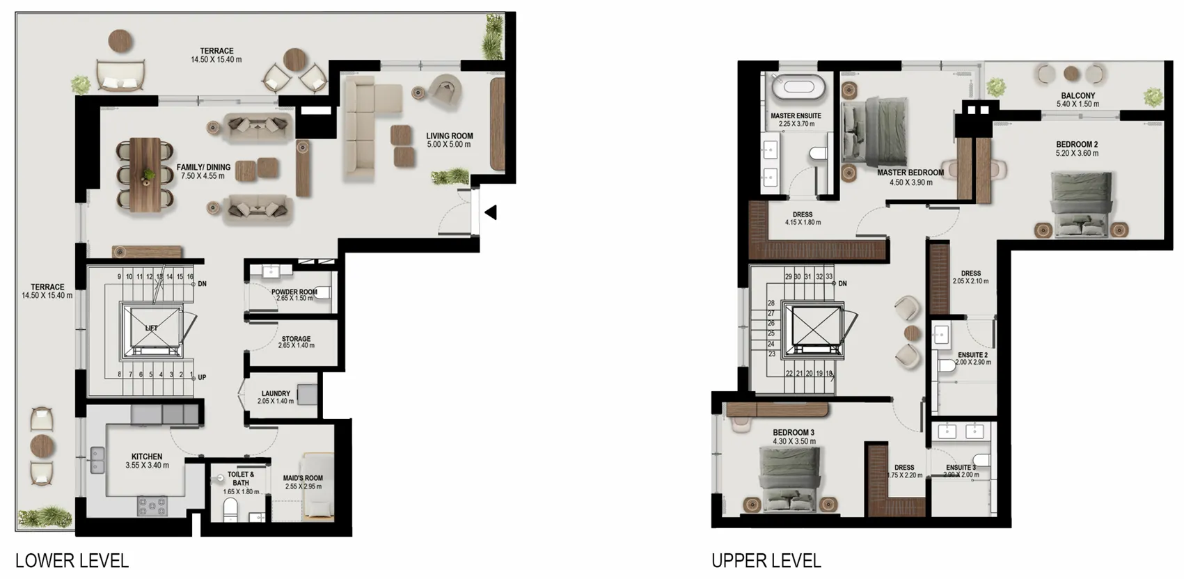 Boulevard Park at Wasl Gate 3 bed floor plan, 3,658 sqft