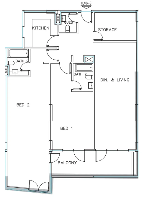 Janayen Avenue 2 bed floor plan, 1,927 sqft