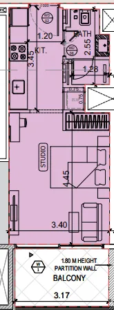 Binghatti Amberhall Studio floor plan, 392 sqft