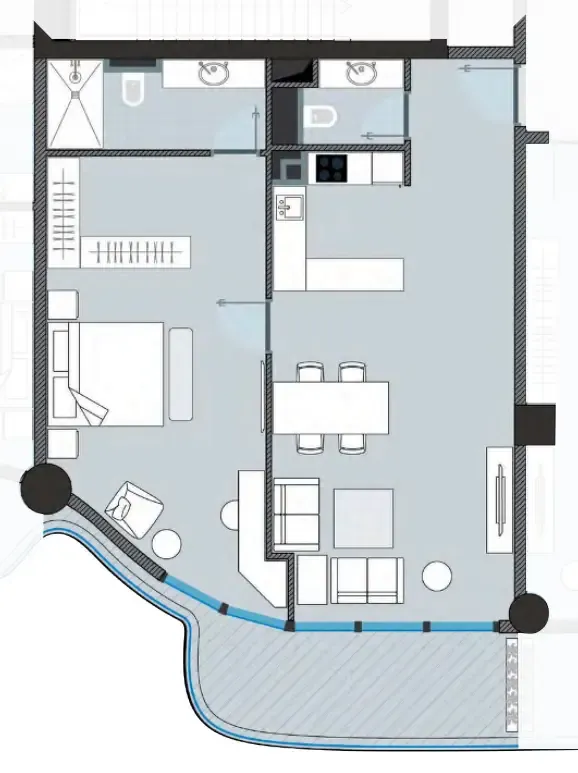 NEXT Coral 1 bed floor plan, 944 sqft