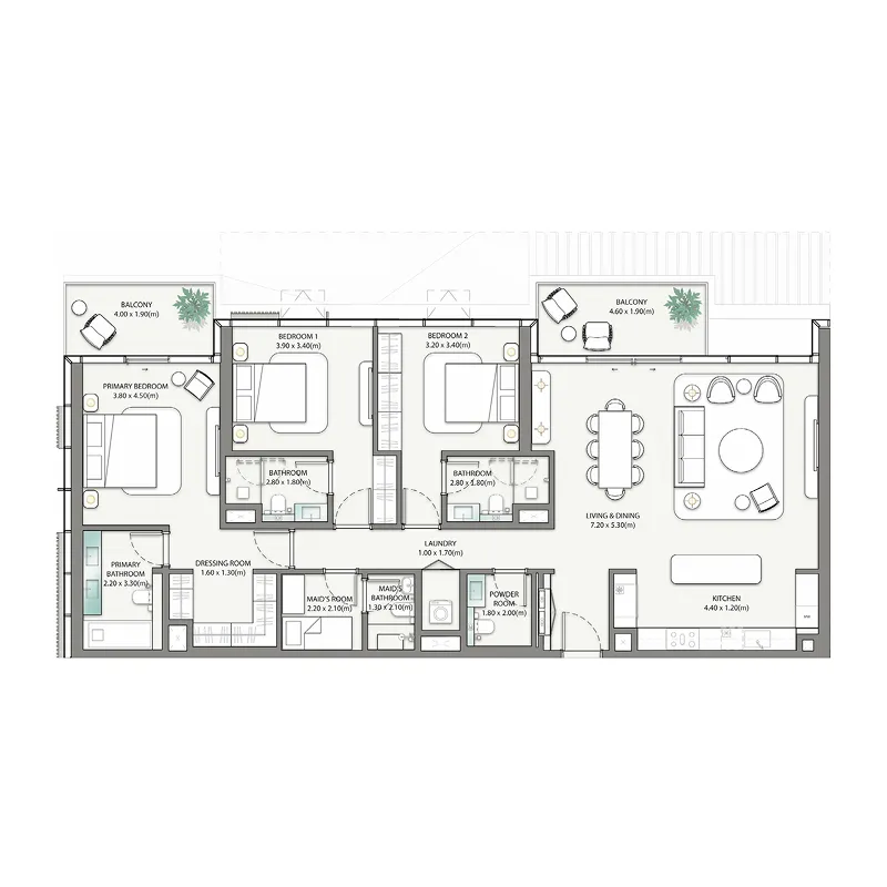 Palm Central Private Residences 3 bed floor plan