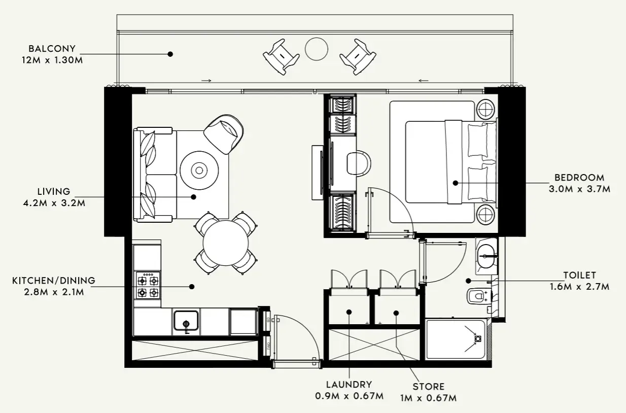 Azizi Milan Studio floor plan, 326 sqft