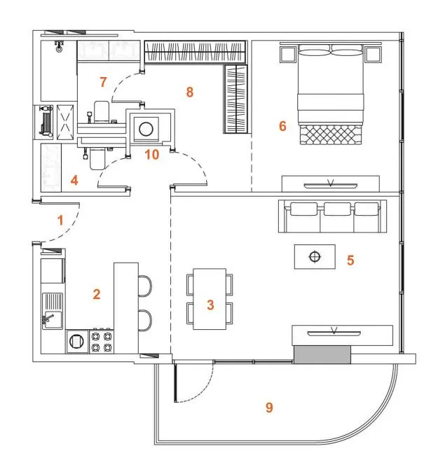 The Orchard Place Tower C 1 bed floor plan, 861 sqft