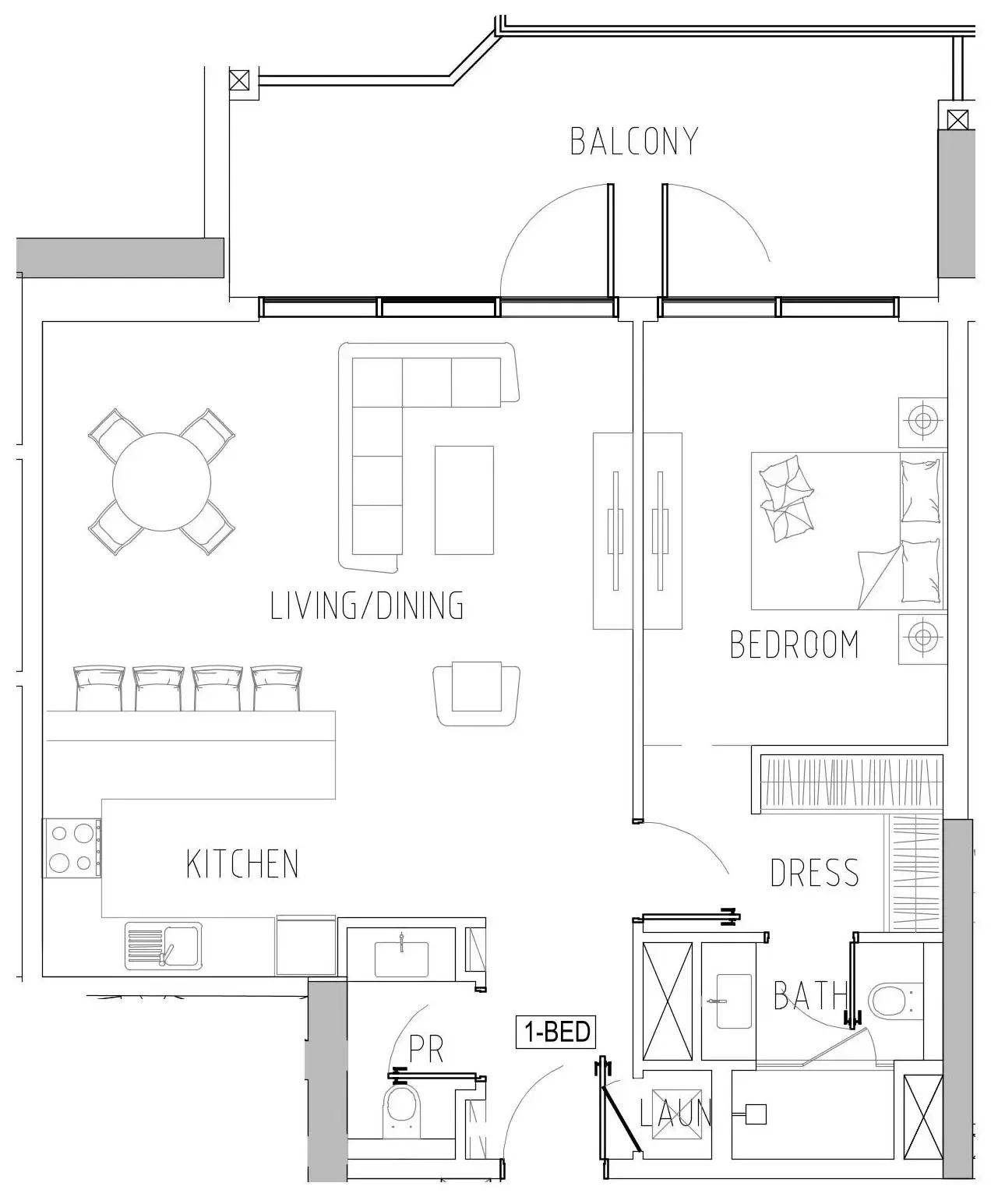 Damac Riverside Views 1 bed floor plan, 1,028 sqft