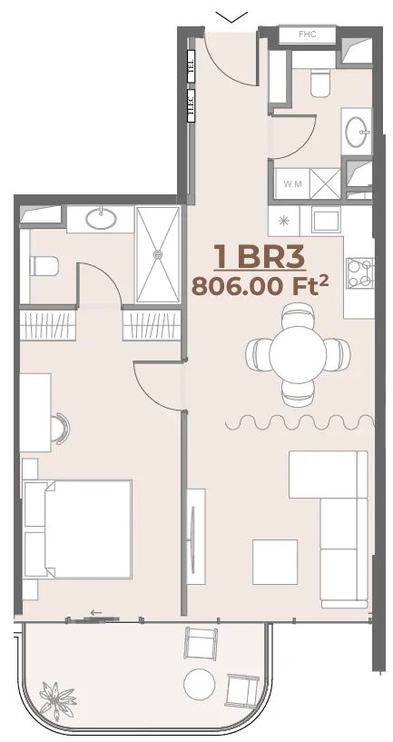 House of WELL 1 bed floor plan, 811 sqft