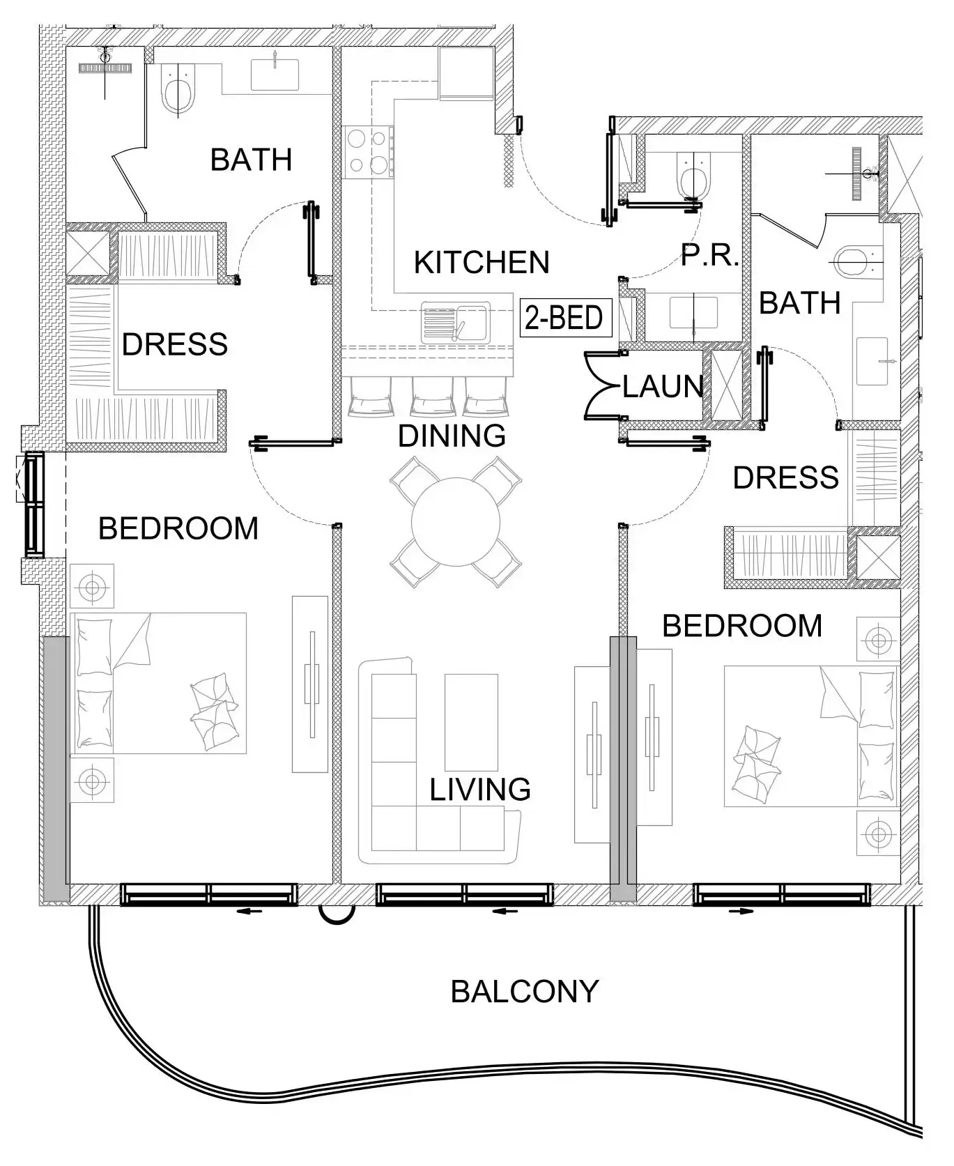 Valencia 2 bed floor plan, 1,163 sqft