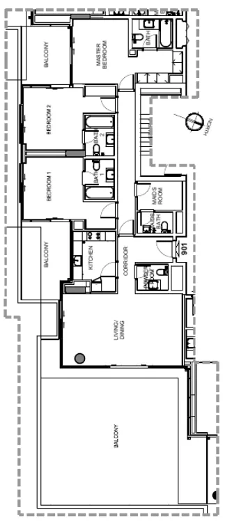 Damac Hills - Golf Town 3 bed floor plan, 2,848 sqft