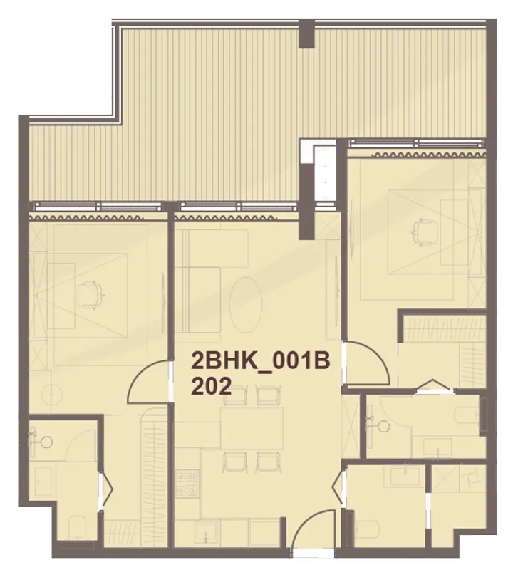 J-Haus Residence 2 bed floor plan, 1,161 – 1,170 sqft