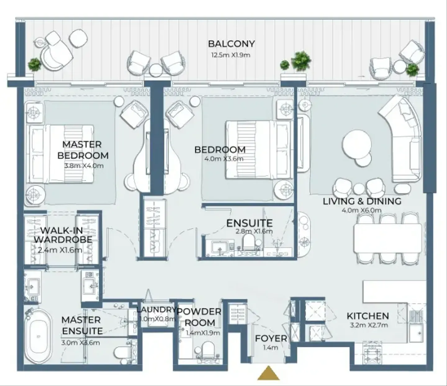 Fairmont Residences Al Marjan Island 2 bed floor plan, 1,425 sqft