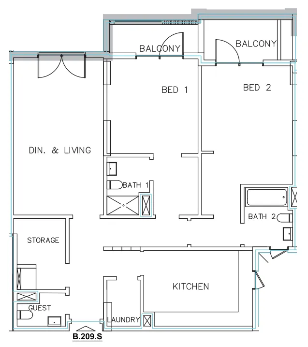 Janayen Avenue 2 bed floor plan, 1,537 sqft
