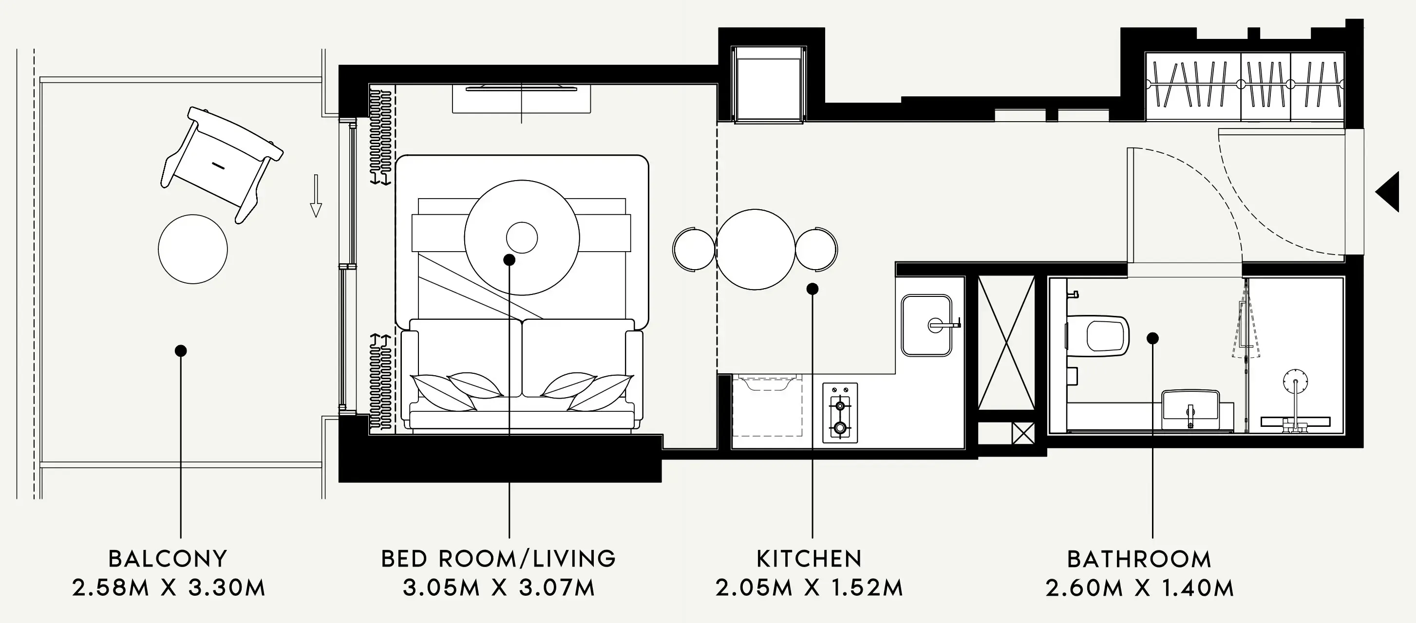 Azizi Venice Studio floor plan, 401 sqft