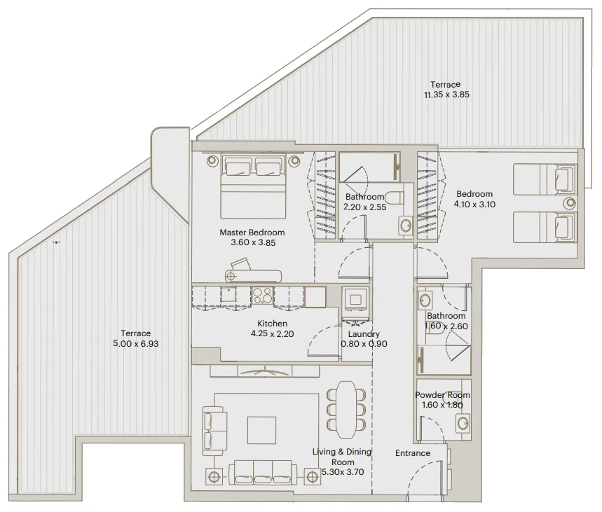 Eleve 2 bed floor plan, 1,782 sqft