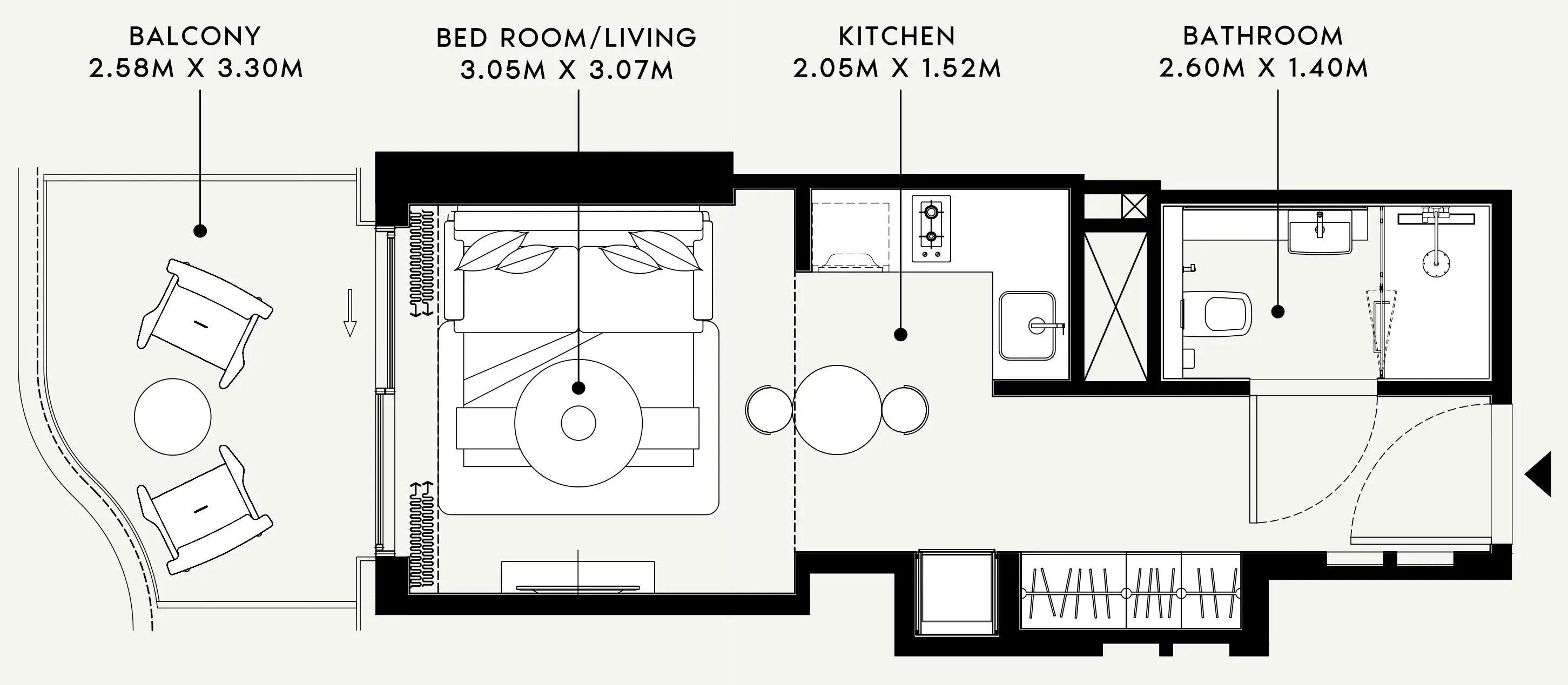 Azizi Venice Studio floor plan, 396 sqft