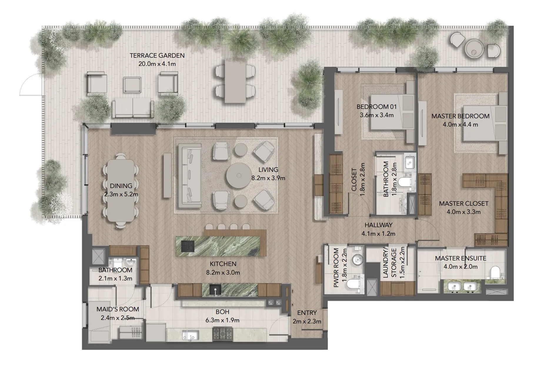 Maravelle Residences 2 bed floor plan, 2,783 sqft