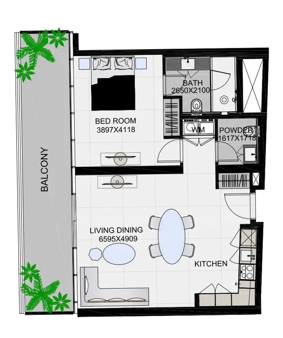 The Community Sports Arena 1 bed floor plan, 923 sqft