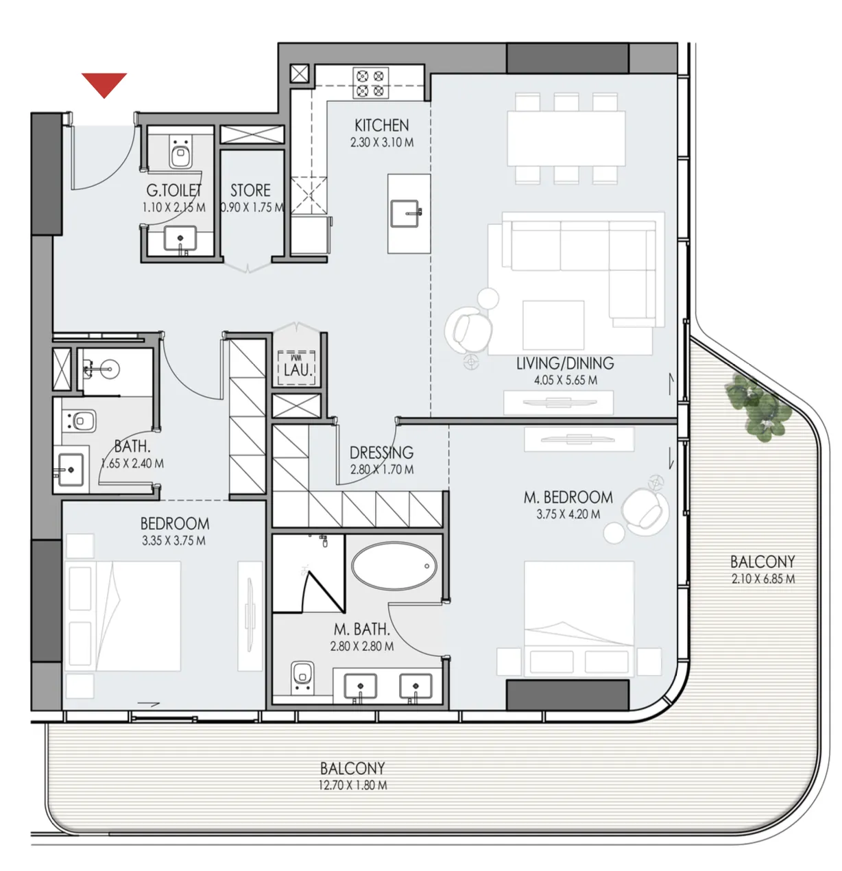 Do Hotels and Residences 2 bed floor plan, 1,551 sqft