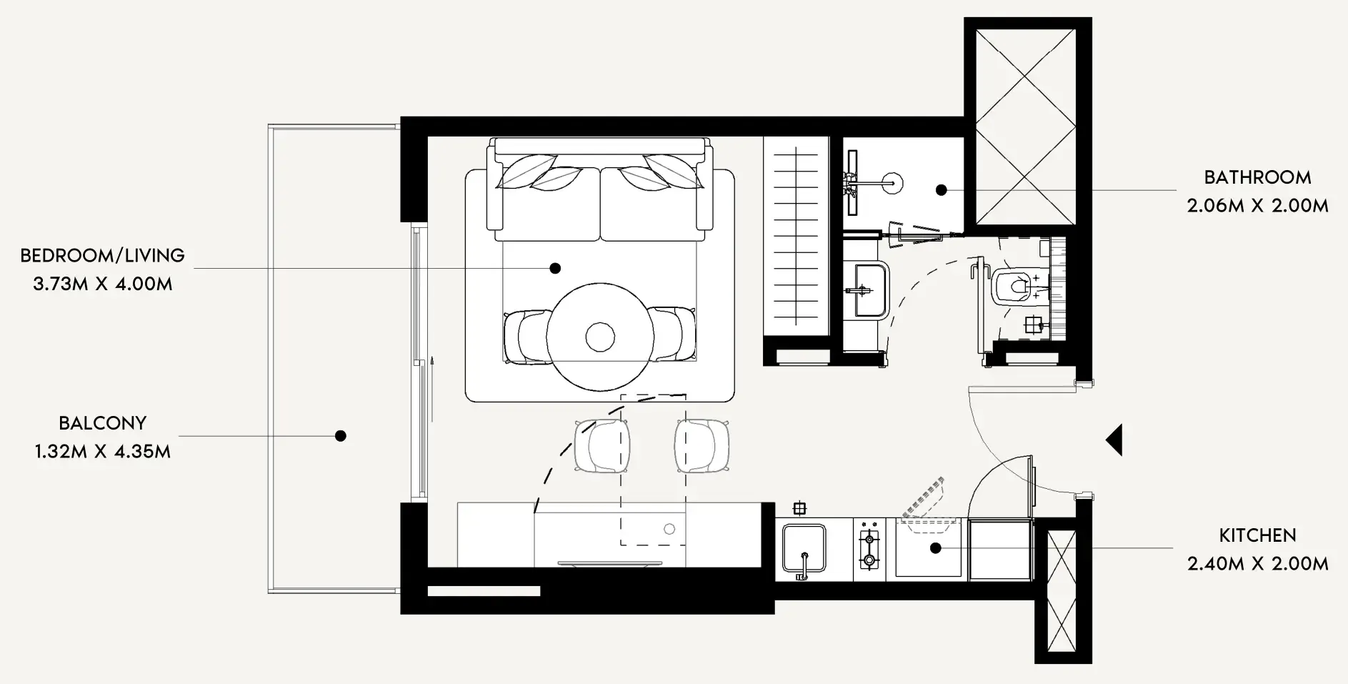 Azizi Leily Studio floor plan, 335 sqft