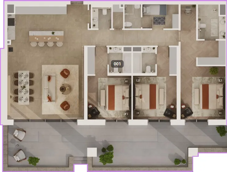 Sama Yas 3 bed floor plan, 2,891 sqft