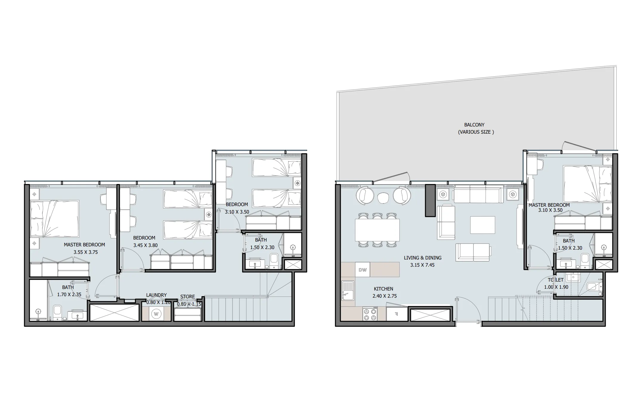 Reportage Tower 4 bed floor plan, 1,784 sqft