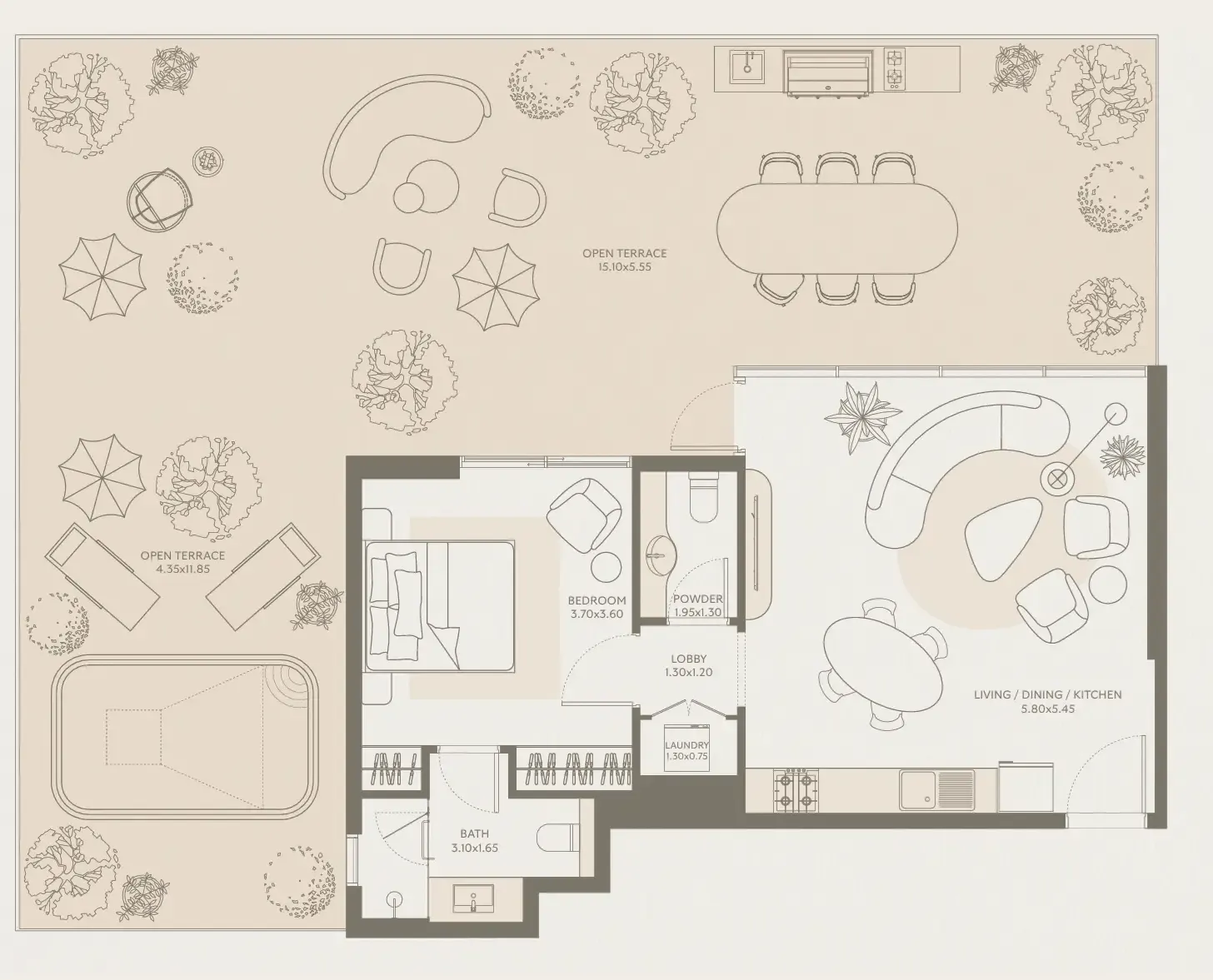 Symphony by Chaimaa 1 bed floor plan, 1,809 sqft