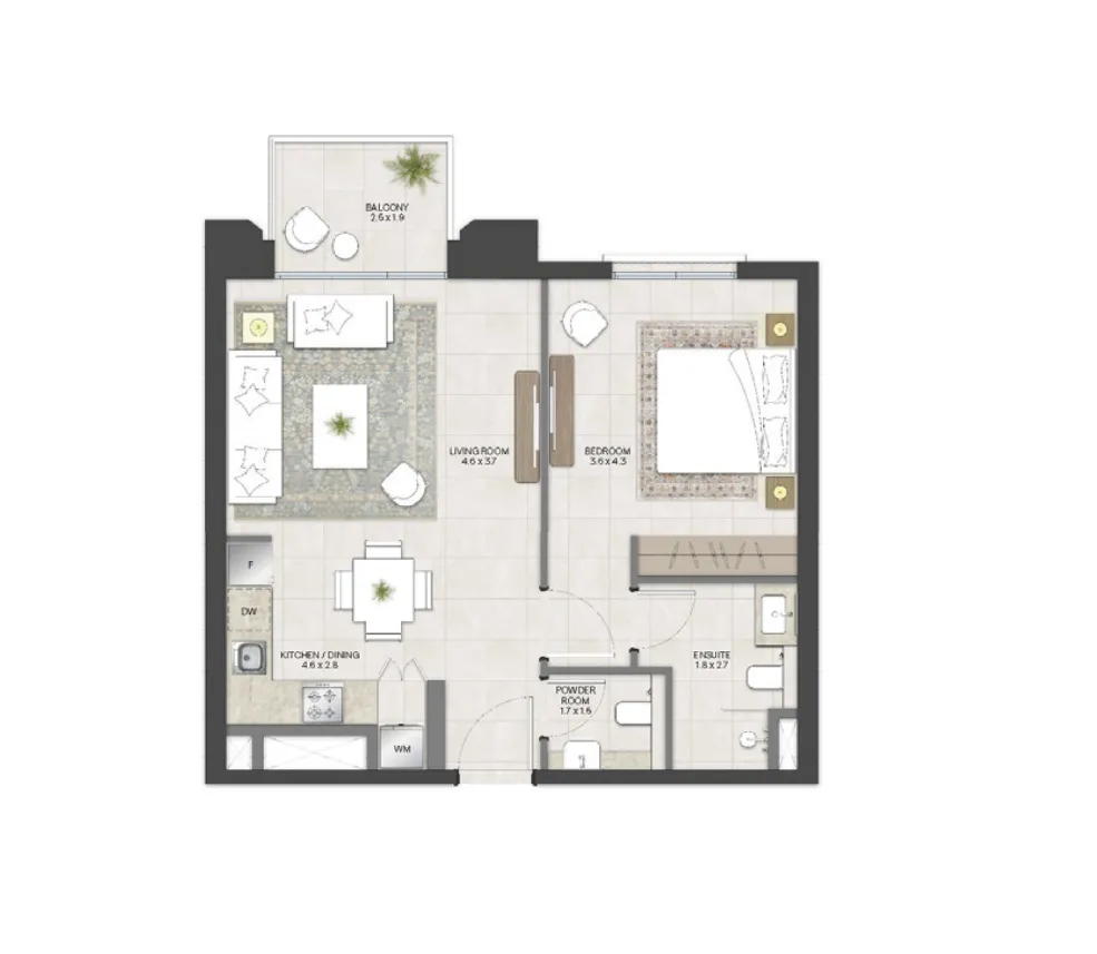 Bloom Living - Alhambra 1 bed floor plan, 678 – 942 sqft