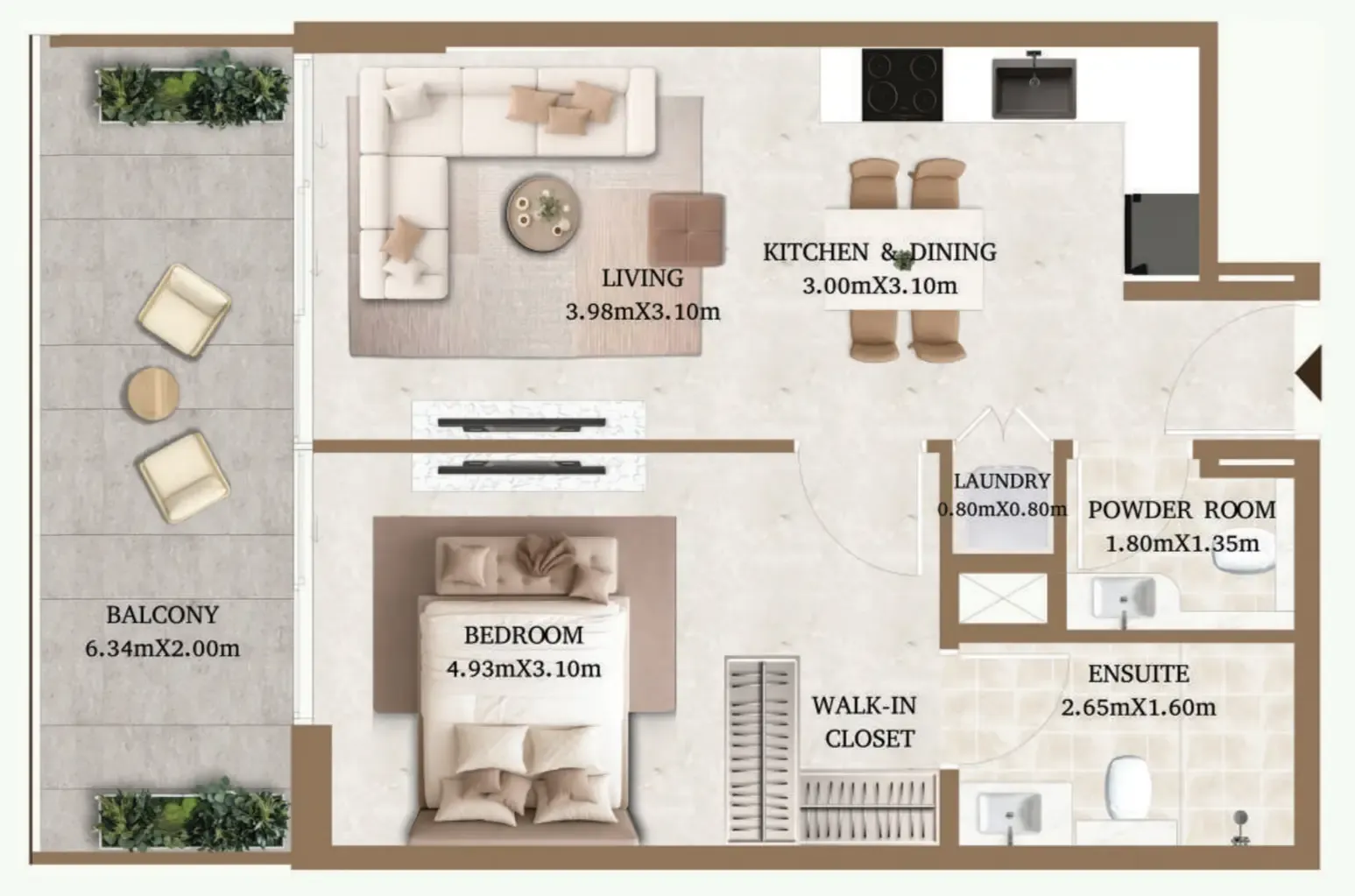 Arthouse Residences by Cledor 1 bed floor plan, 685 sqft