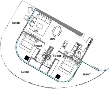 Damac Casa 2 bed floor plan, 1,859 sqft