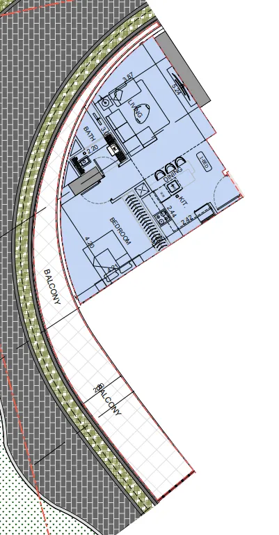 Binghatti Aquarise 1 bed floor plan, 1,028 sqft
