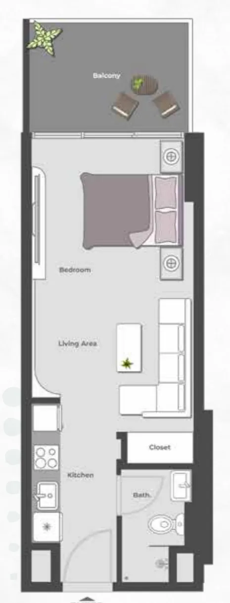 Arib Collection Studio floor plan, 489 sqft