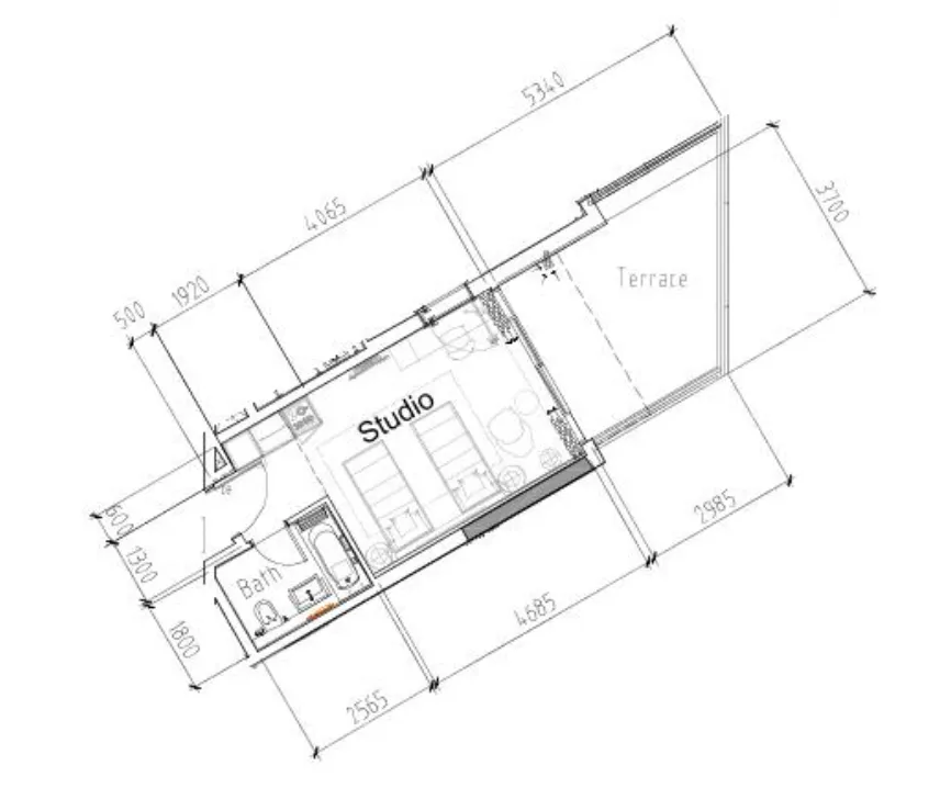 Damac Hills 2 - Hotel Edge by Rotana Studio floor plan, 474 sqft