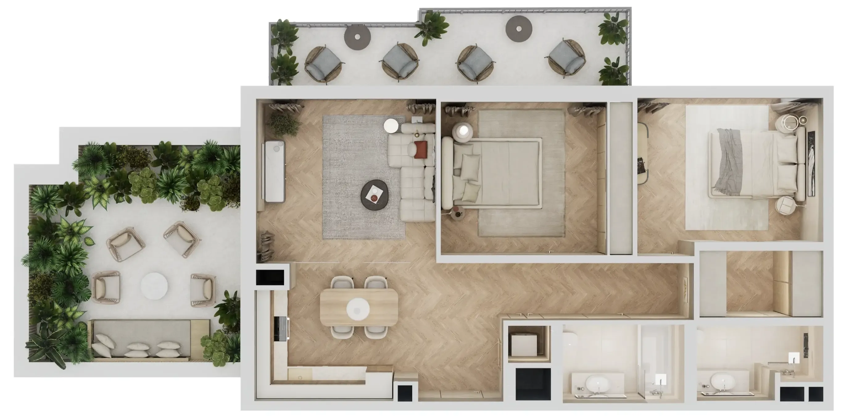 Arisha Terraces 2 bed floor plan, 1,254 sqft