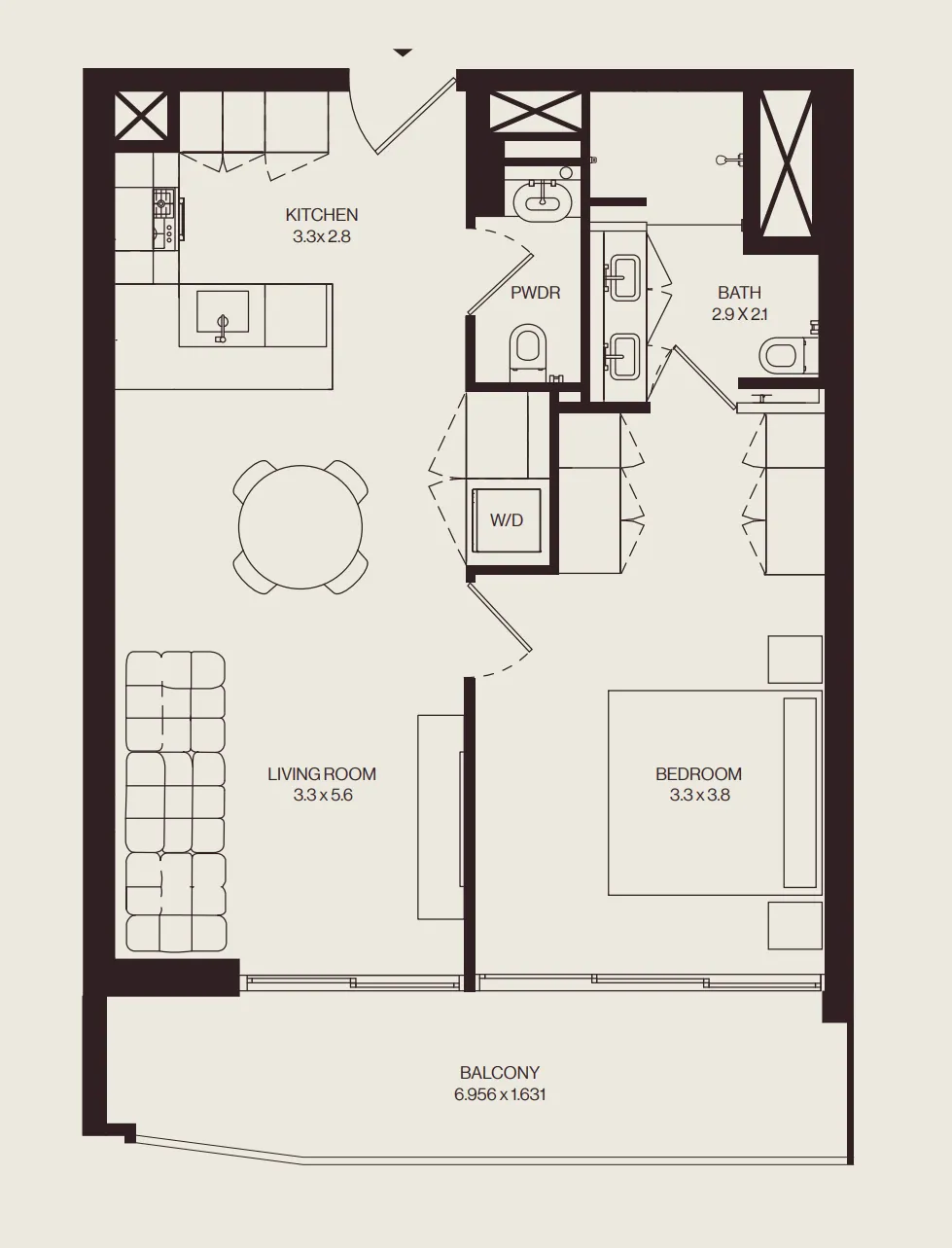 The Weave – Al Ghurair 1 bed floor plan, 761 sqft