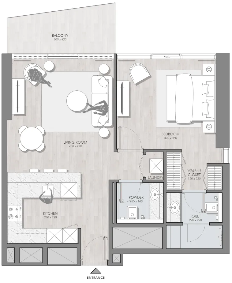 Avant Garde Residences 2 1 bed floor plan, 772 sqft