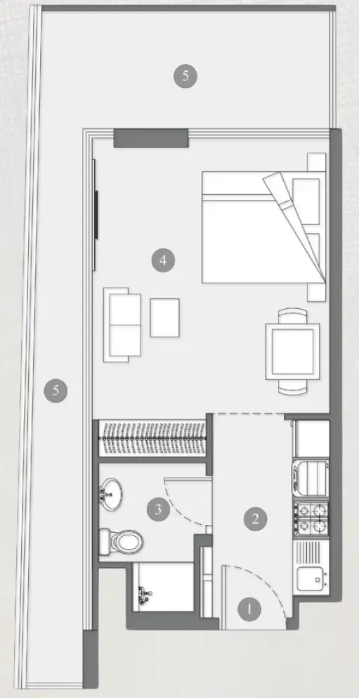 Elevia Residences  Studio floor plan, 535 sqft